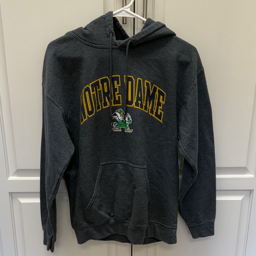 Notre Dame Gildan Dark Gray Hoodie with Yellow Accents